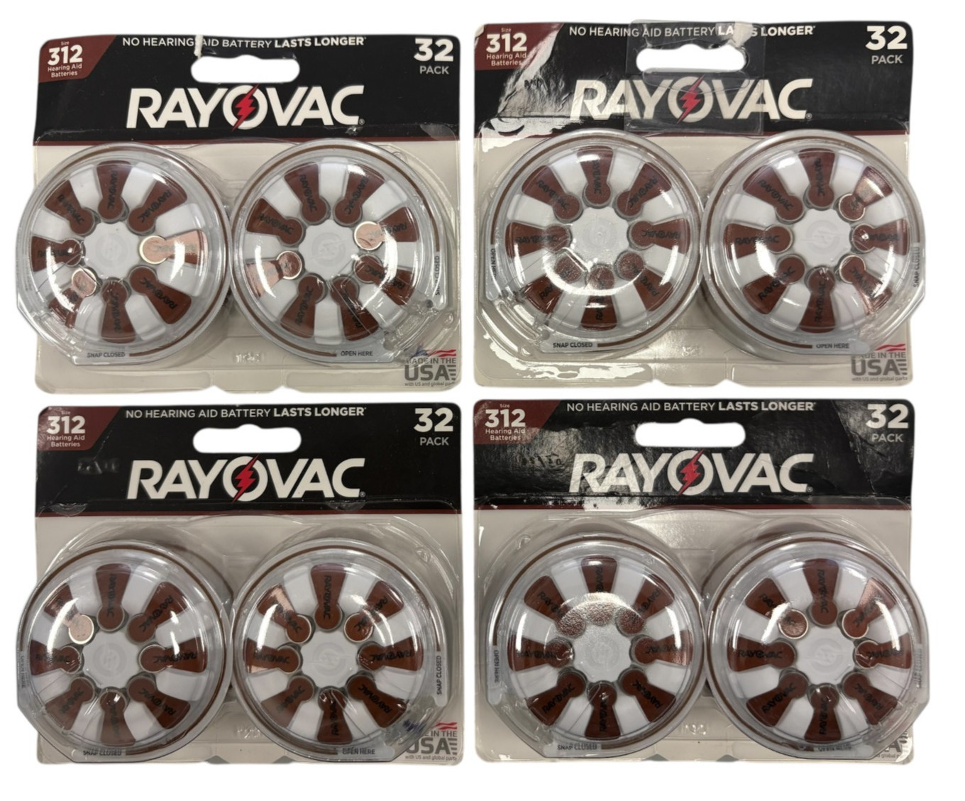 LOT OF 4~Rayovac 312 Hearing Aid Battery 32 Pack New Sealed Package