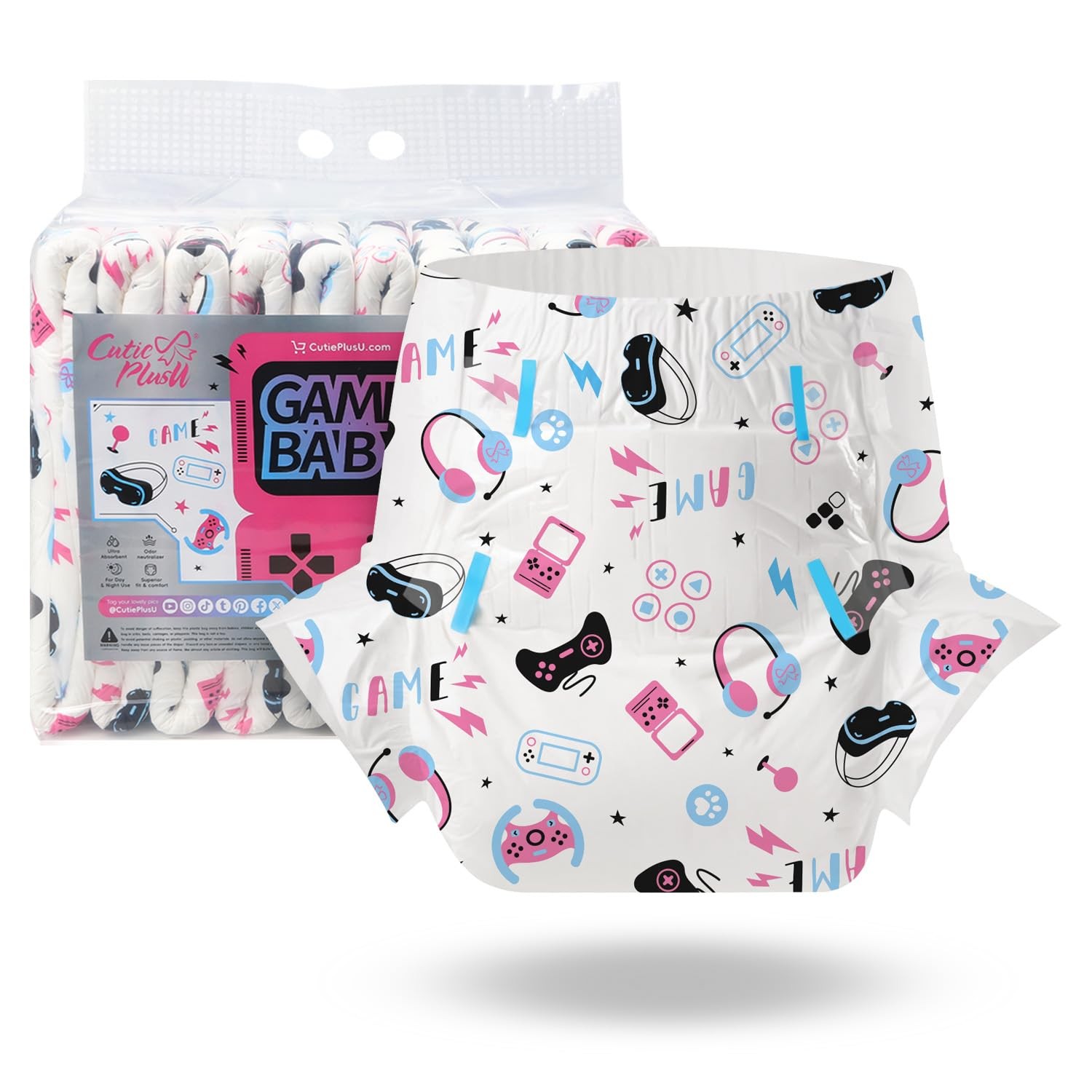 CutiePlusU Adult Diapers 10 Pieces, Game Baby Disposable Incontinence Briefs …