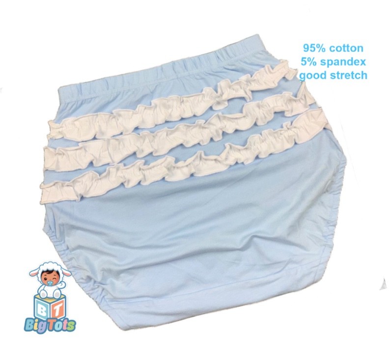 Adult Baby Ruffle Butt Baby Blue with White Ruffles diaper cover