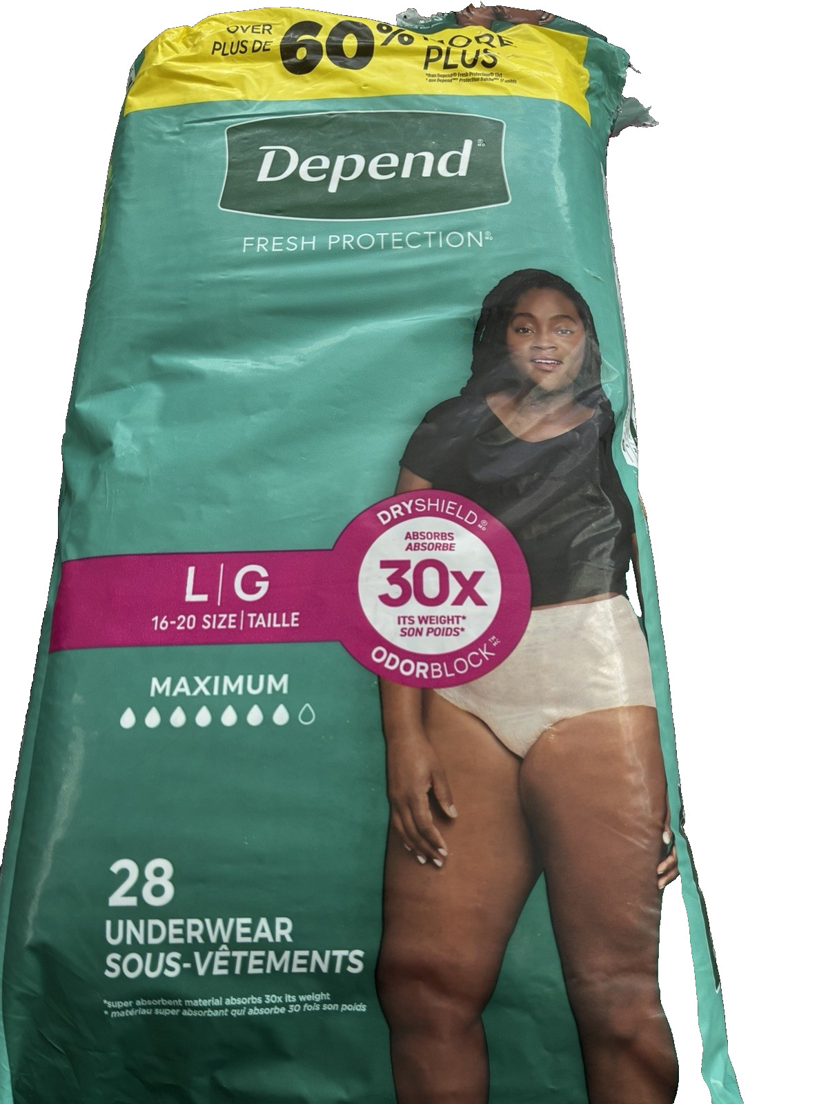 Depend Fresh Protection | Maximum Absorbency | L/G (16-20) | 1 Pack | 28 Count