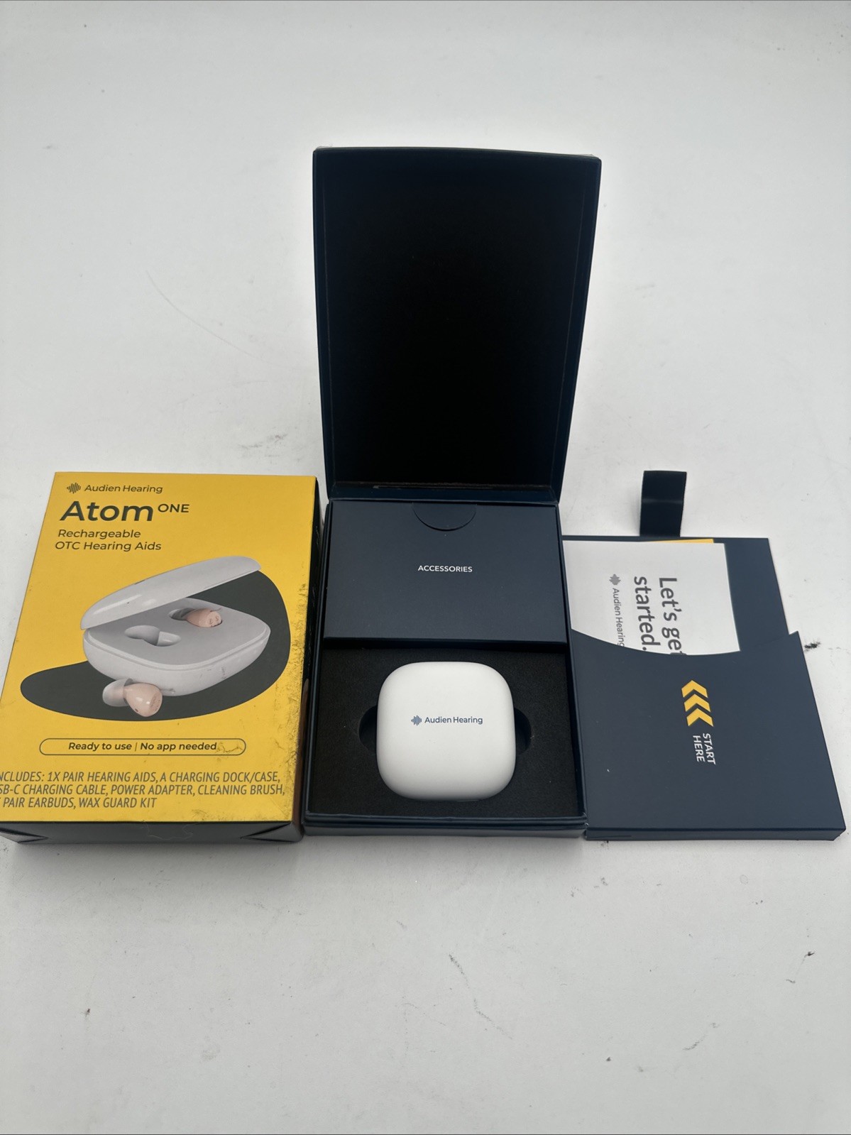 NEW Audien Hearing ATOM one 1 Wireless Rechargeable OTC Hearing AIDS