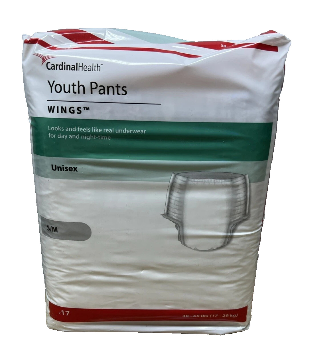 2 Pack (2×17) Cardinal Health Unisex Wings Youth Pants Pull Ups Underwear S/M