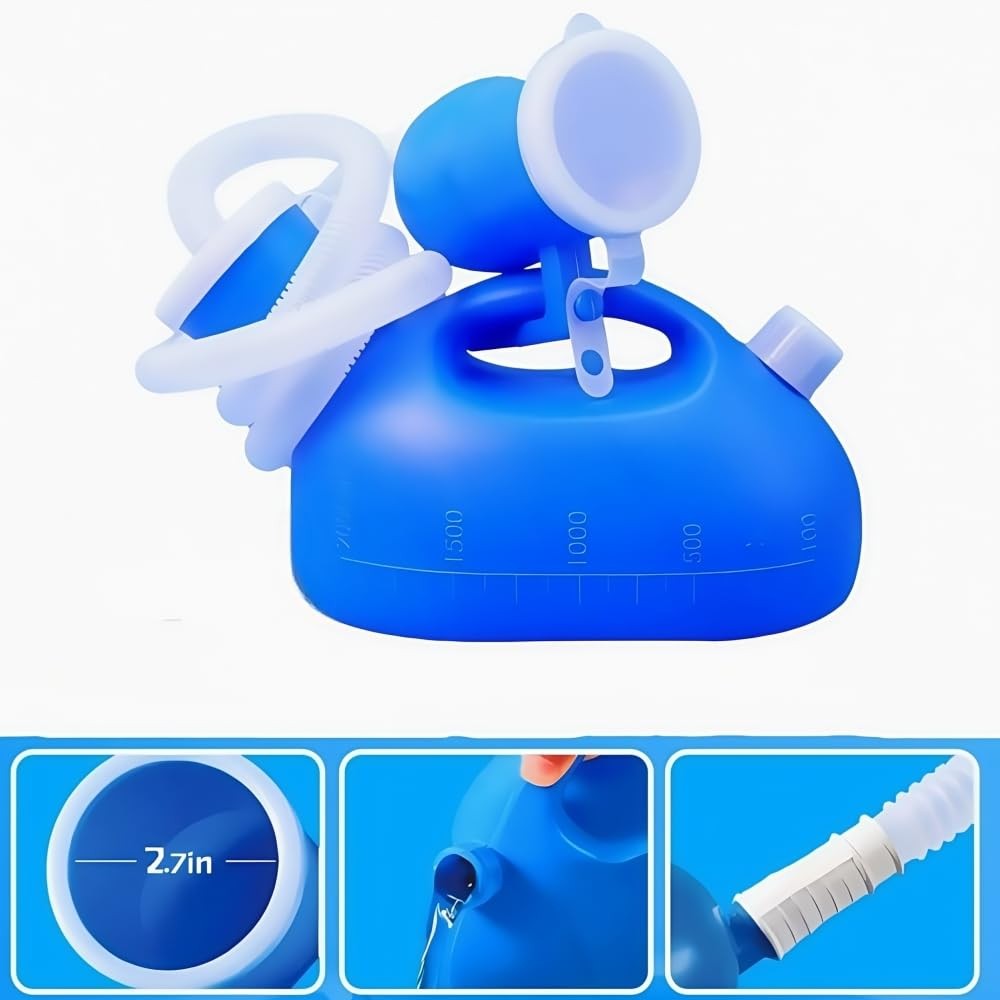 Urinals for Men 68oz/2000ml Capacity with 47″ Tube – Portable Pee Bottle