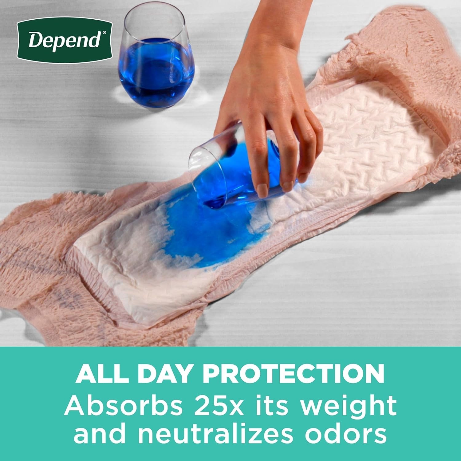 Small Depend Fresh Protection Adult Diapers – 32 Count, OdorBlock Tech, Blush