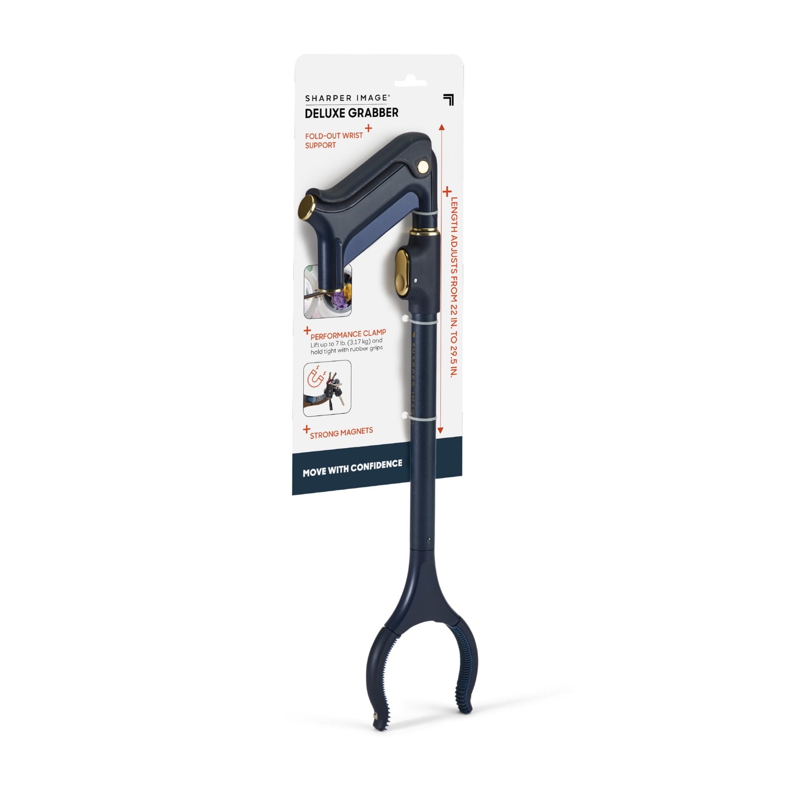 Sharper Image Deluxe Grabber Reacher Tool, 7 lb Lifting Capacity, Magnetic Picku