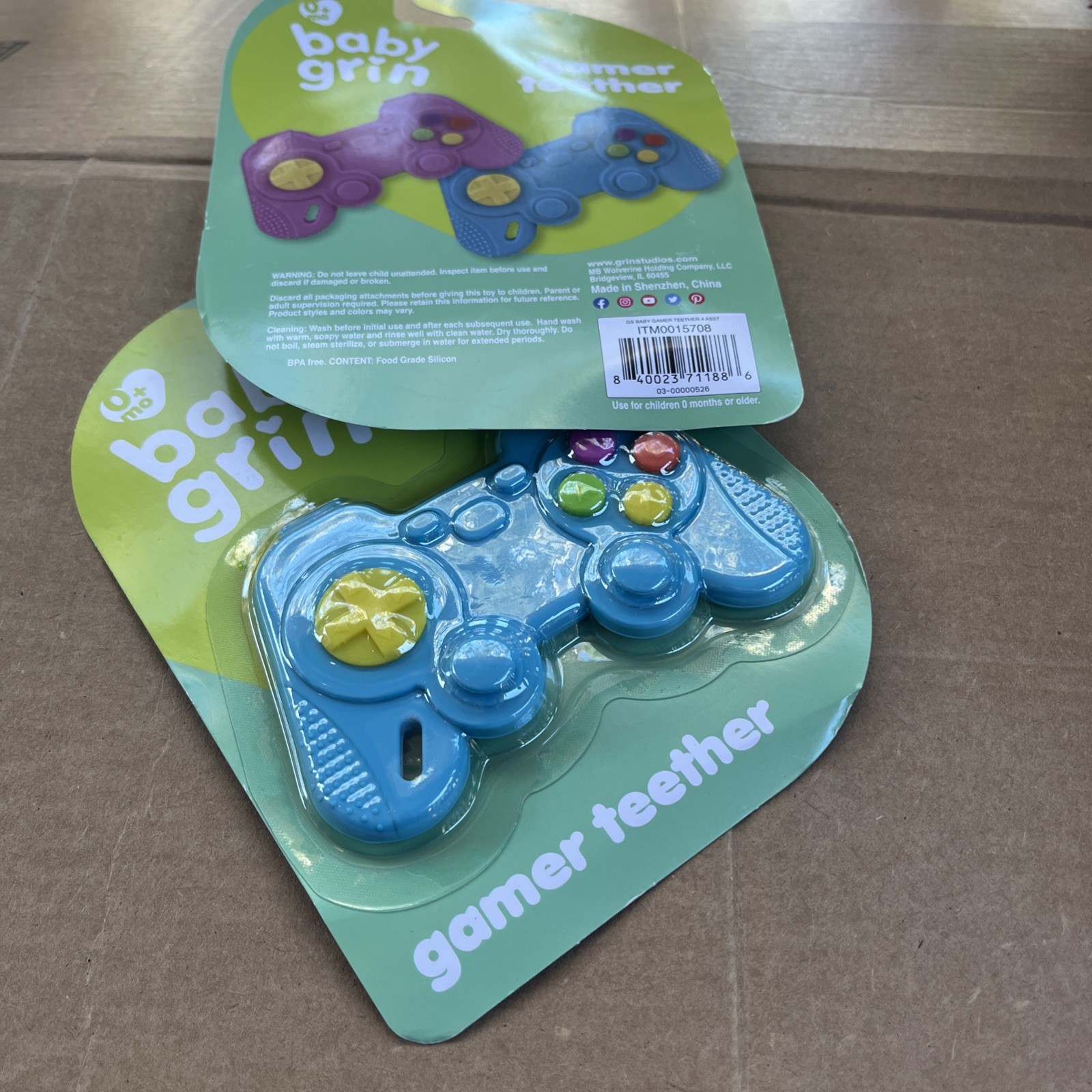 2 NEW Baby Grin Teether Gamer Controller Blue sensory Easter Gift