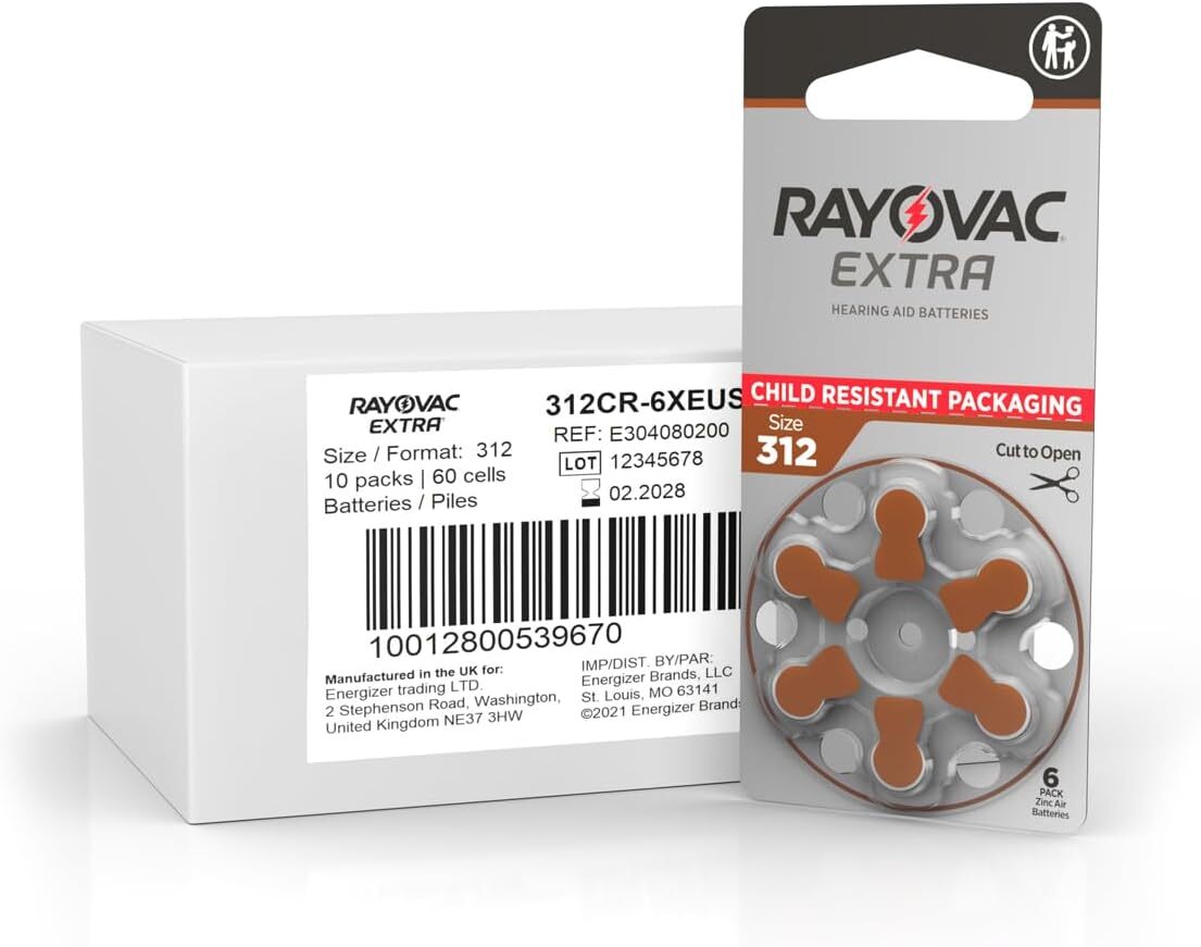 Rayovac Extra Hearing Aid 312 Size batteries Zinc air 30 – 240 cells- Exp-2028