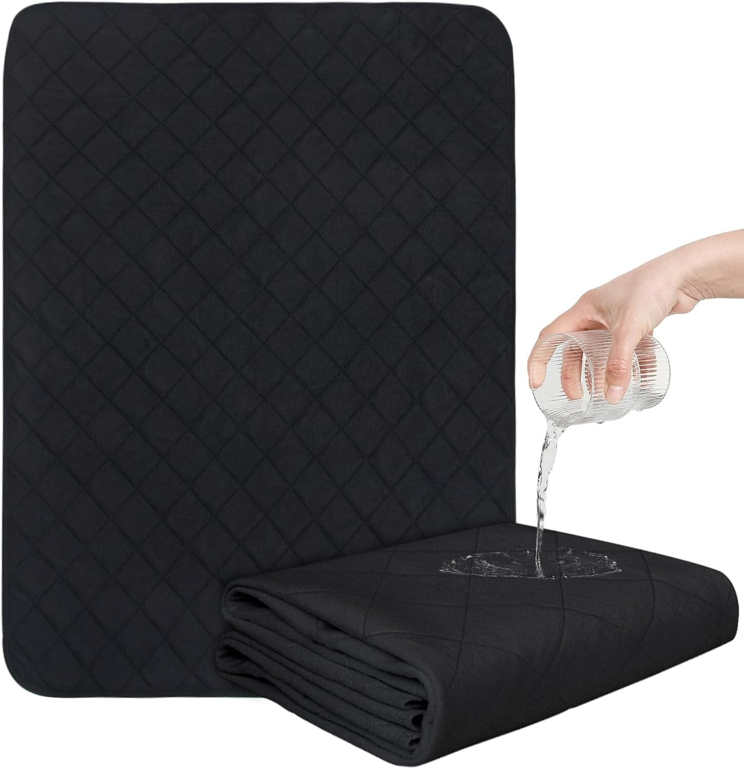 2 Pack Washable Incontinence Bed Pads 24″x36″ Waterproof Reusable Underpad Black