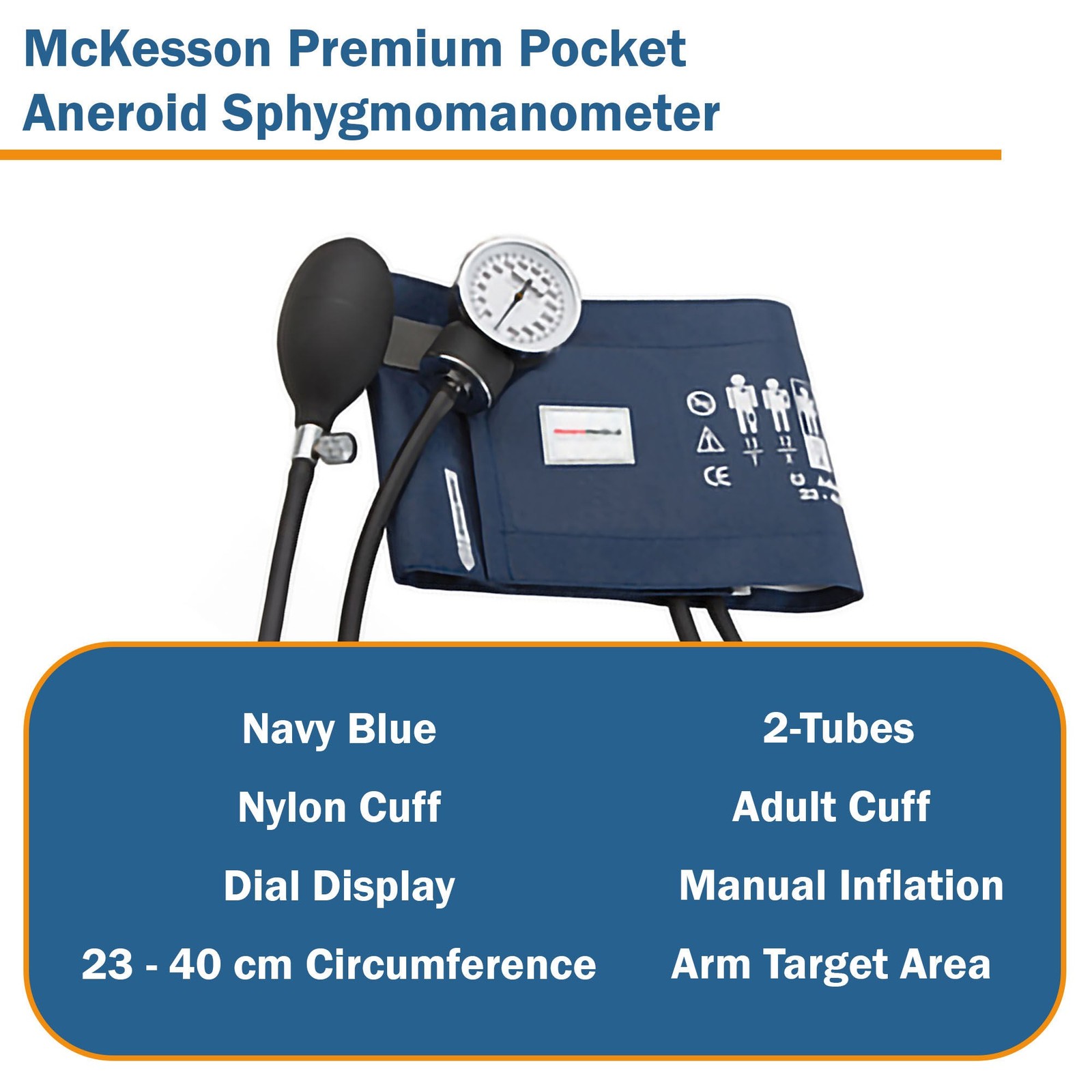 McKesson Premium Adult Cuff Arm Aneroid Sphygmomanometer Unit 12 per Case