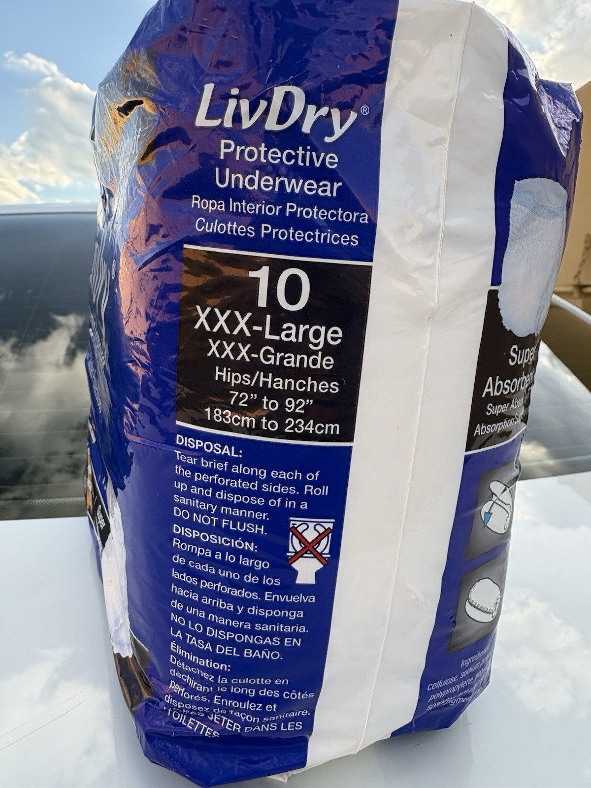LivDry Adult Incontinence Underwear, Overnight Super Absorbency, 3XL 10 Count
