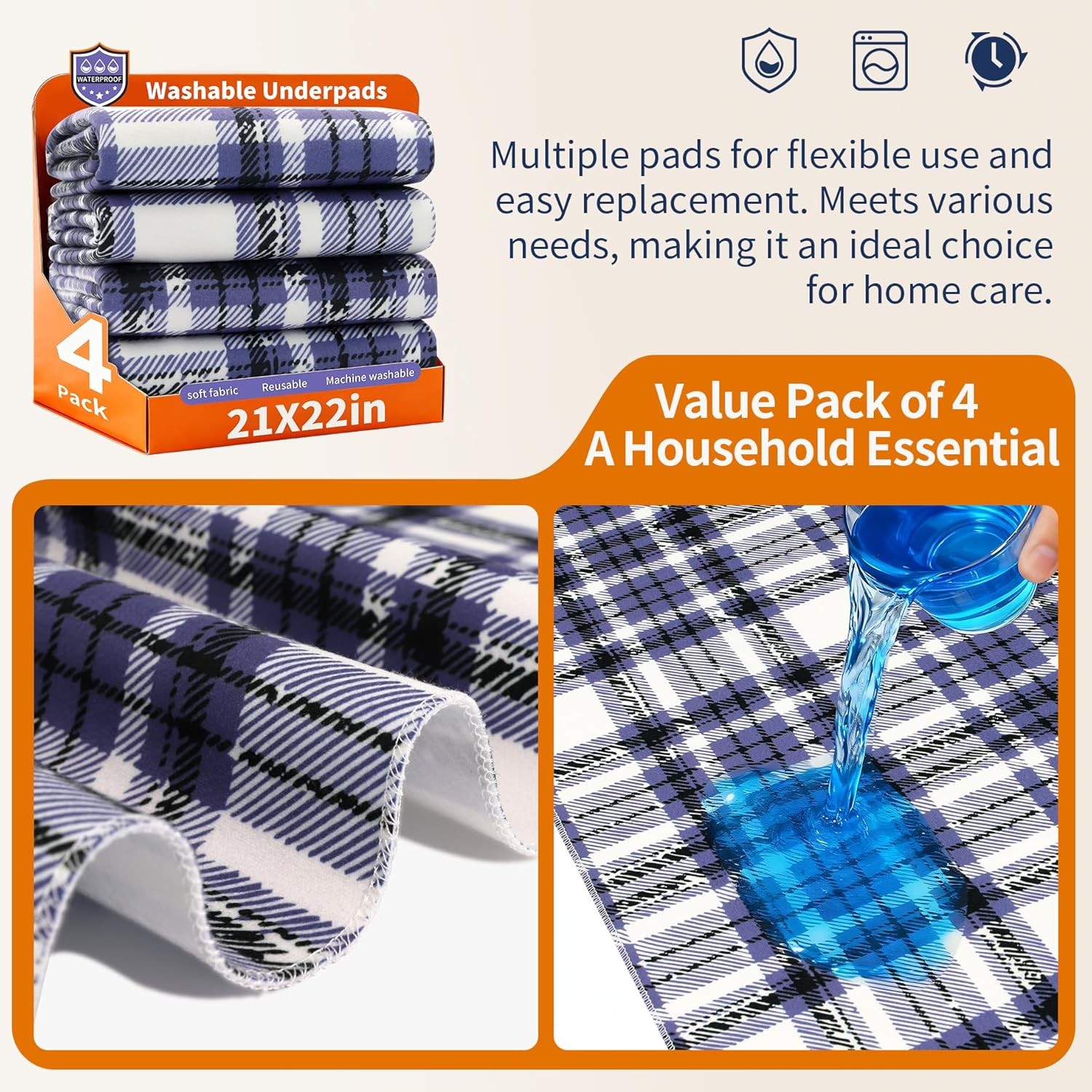 Waterproof Chair Pad, Washable & Reusable – Incontinence Seat Protector, Also