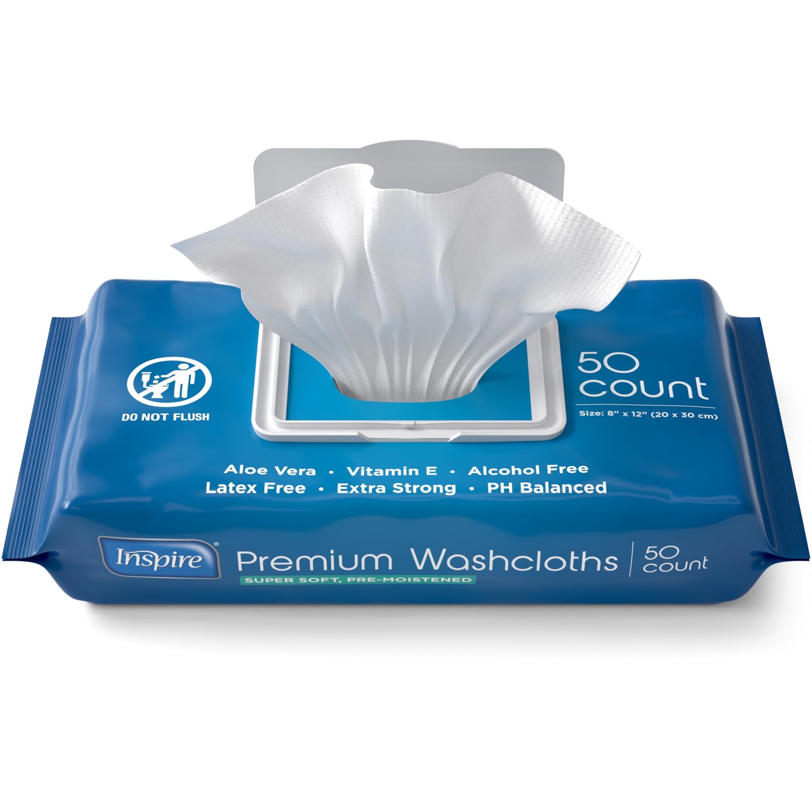 50 Count Inspire Adult Wet Wipes 8″x12″ Wash Cloths Incontinence Cleansing
