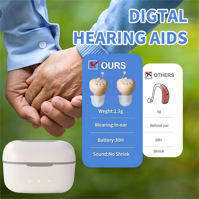 Bluetooth APP Control Rechargeable Hearing Aids For Seniors With Noise Reduction