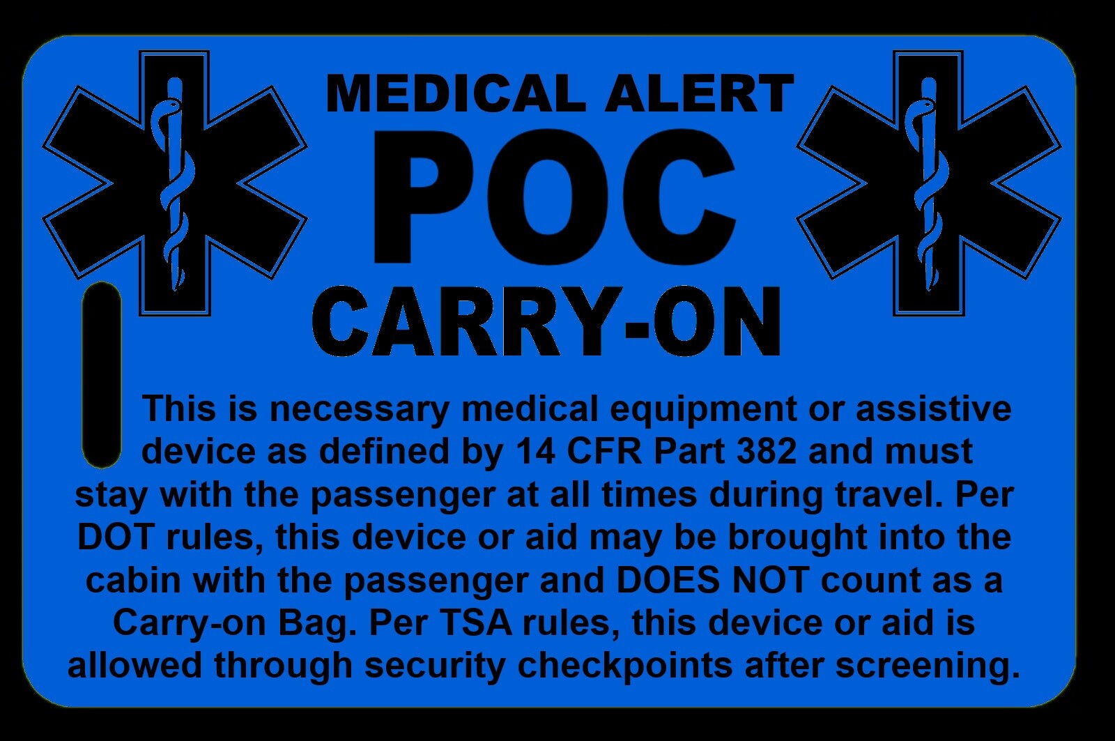 Hi-Viz Blue Carry-On POC Bag Tag