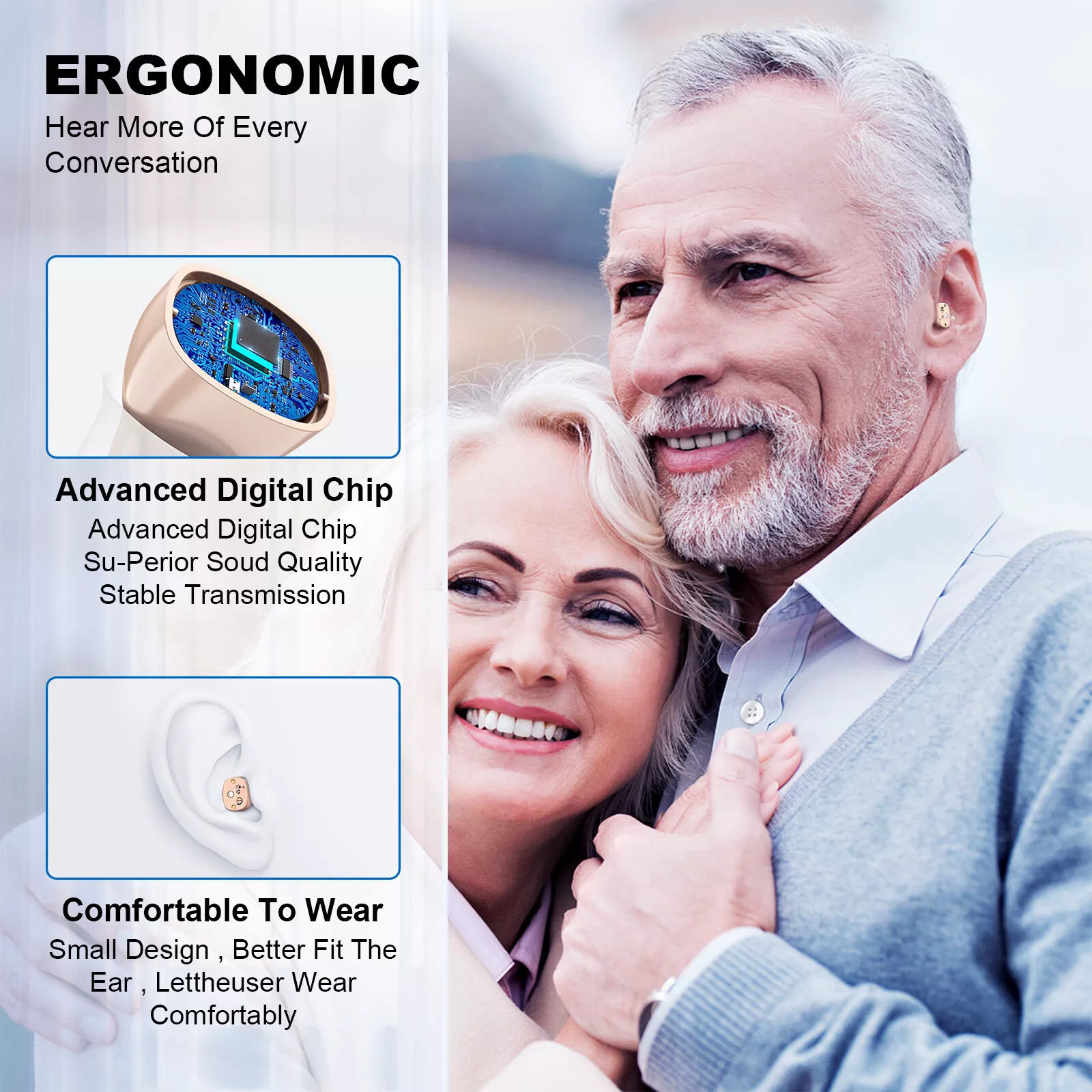 1 Pair Hearing Aids Digital Small Invisible In Ear Sound Voice Amplifier Enhance