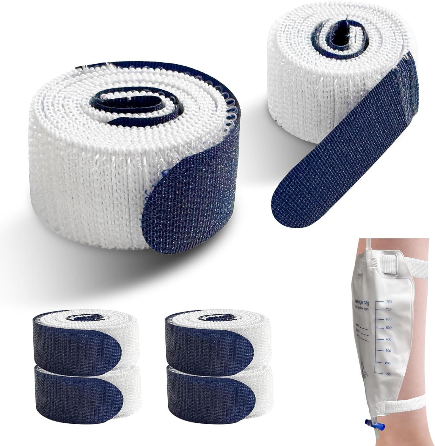 4 Packs Leg Bag Straps(Blue), Urine Drainage Bag Strap Catheter Leg Bag Straps w