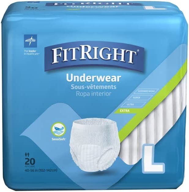 FitRight Ultra Underwear Size Large, 40″-56″ Inches Medline FIT23505A (NEW)