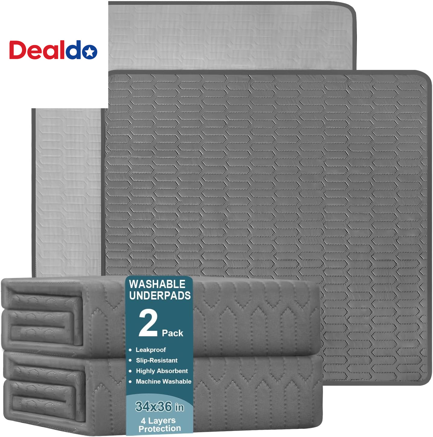 Washable Underpads (34X36 Inch) – Waterproof Reusable Bed Underpads, Heavy Absor