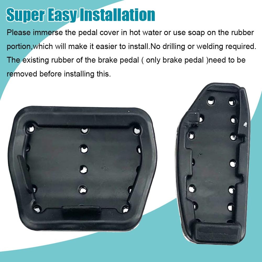 2PCS Anti-Slip Aluminum Brake Gas Pedal Pads,Auto No Drilling SILVER