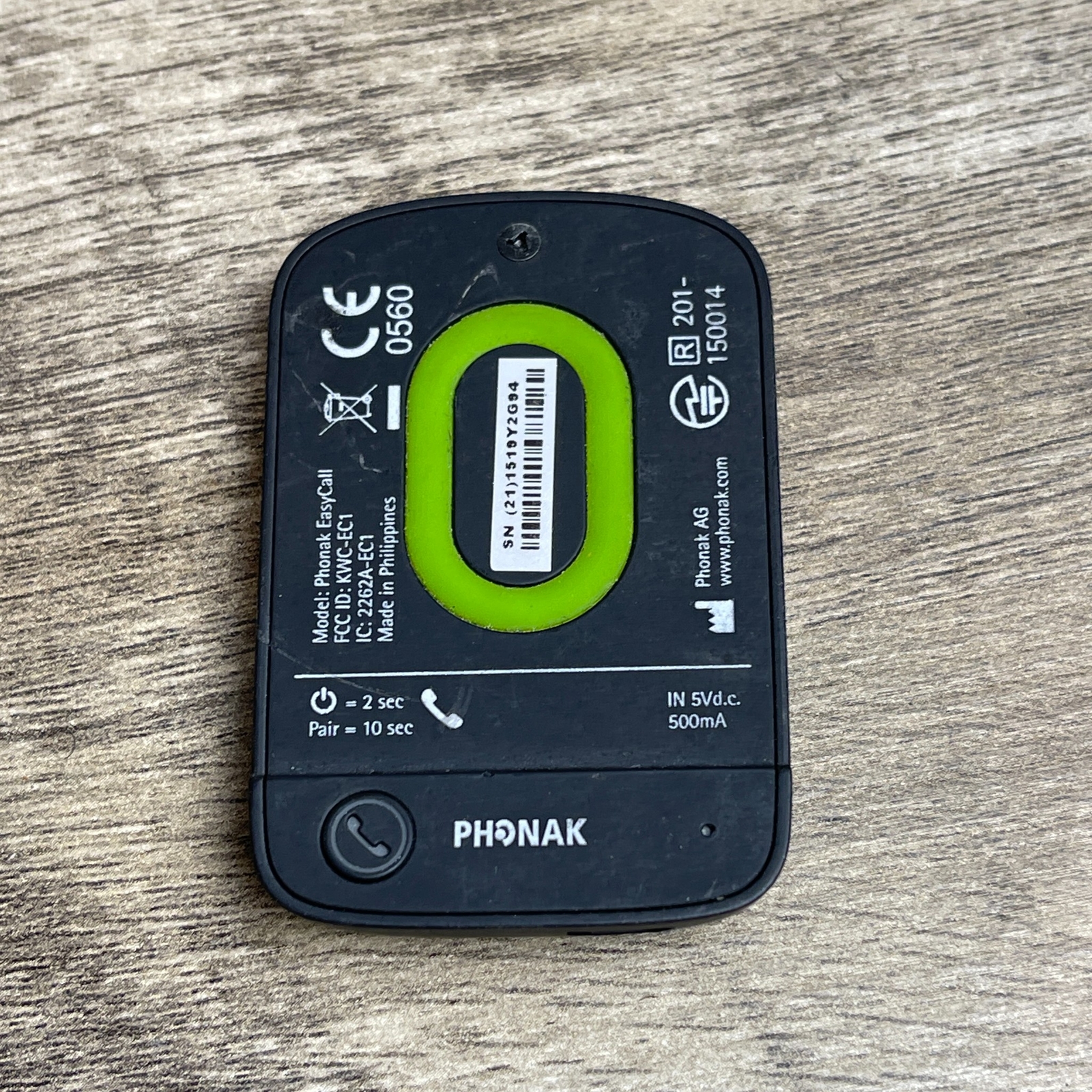 Phonak EasyCall Black Wireless Bluetooth Micro-USB Rechargeable Hearing Aid