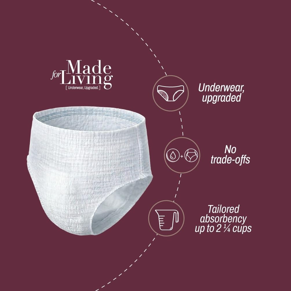 Women’s Pull-Up Underwear, XL, 10 Ct – Medium Absorbency, Odor Control, Low-Rise