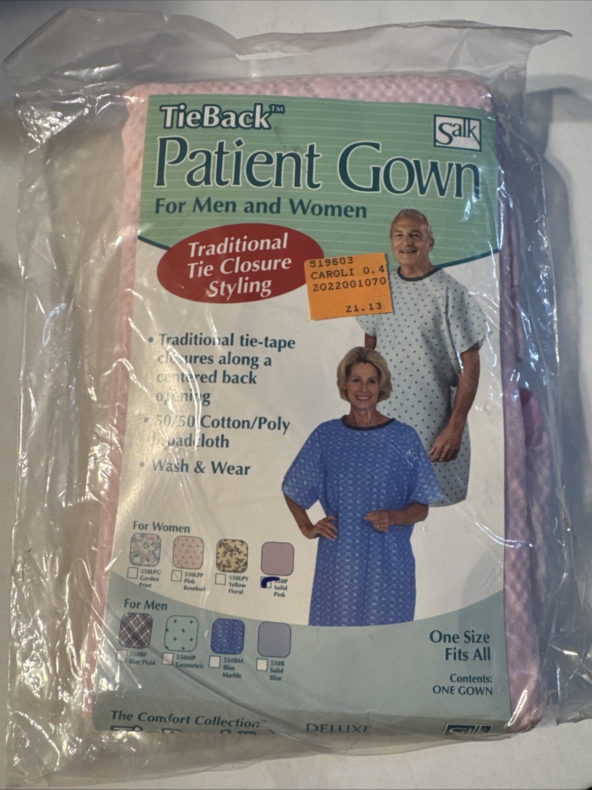 TieBack Short Sleeve Patient Gown PINK One Size Fits All