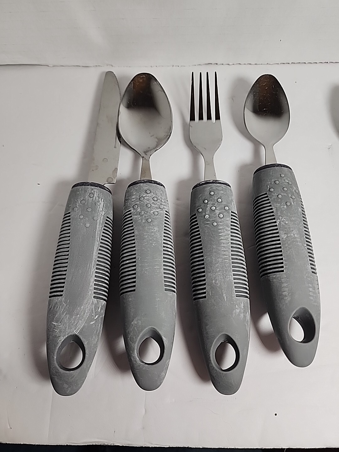 Good Grips Large Handle Silverware 4 pc Set Fork Knife Spoon Disability Adaptive