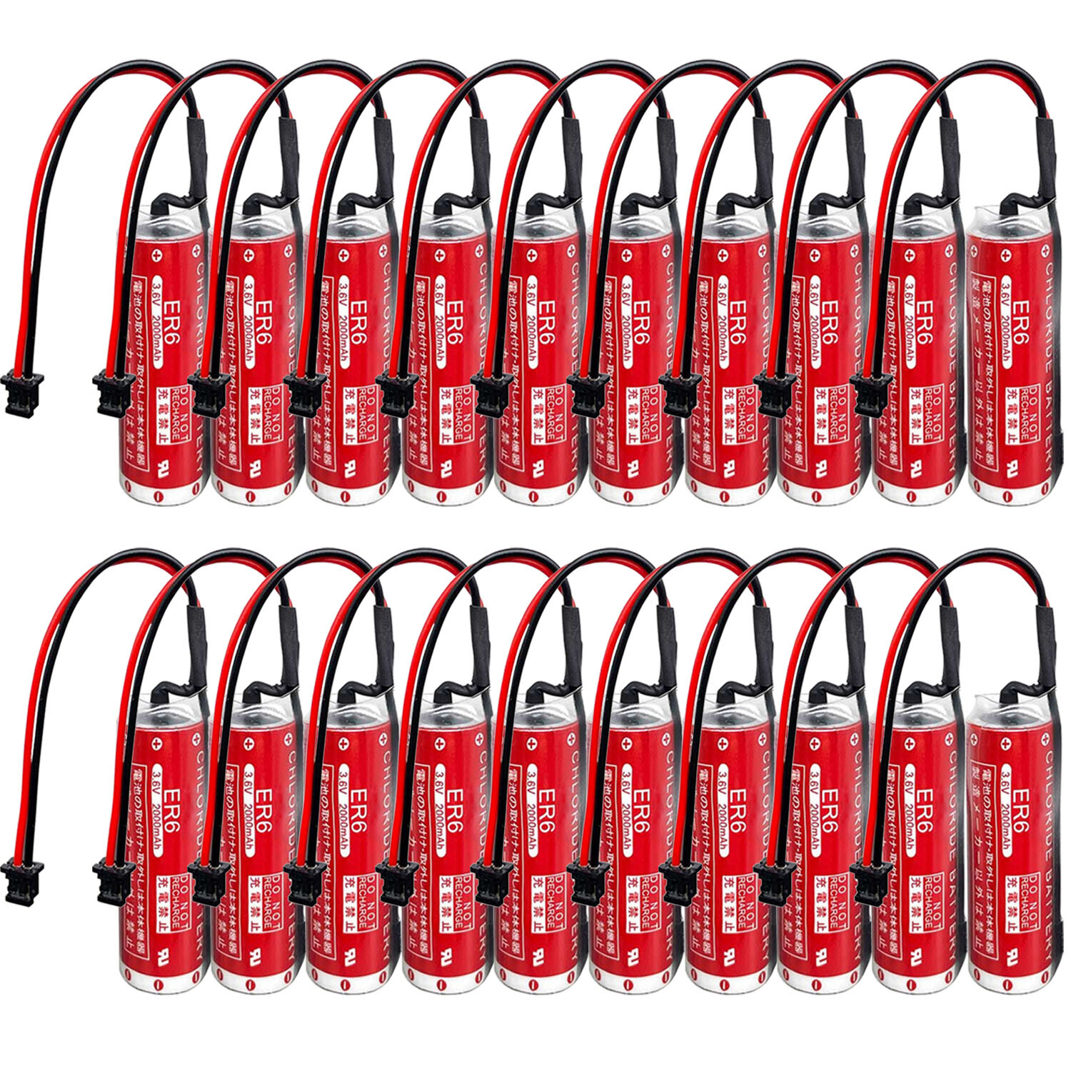 20Pcs 2000mAh ER6/3.6V Battery for ER6 OTC Robot PLC Battery With DF13-2P Plug
