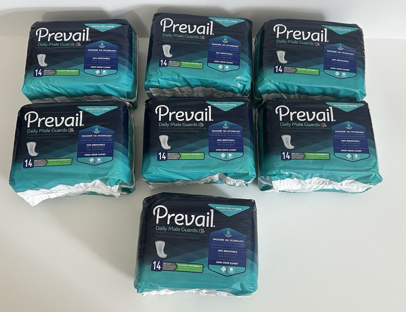 Prevail Daily Male Guards Incontinence Unopened 98 Max Absorbency Pads One Size