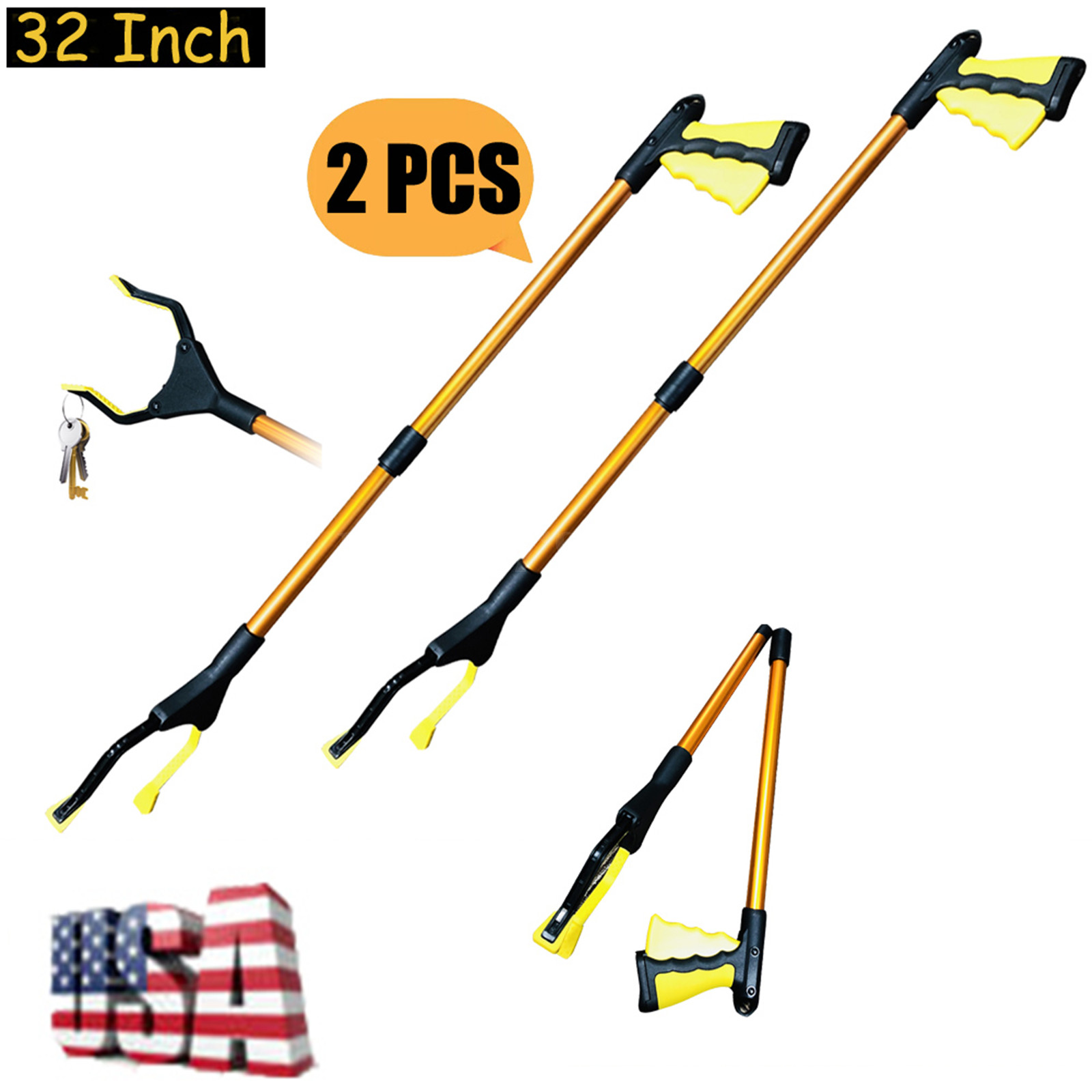 Heavy Duty Reacher Grabber Tool Industrial Pick Up Stick Hand Grip Reach Trash