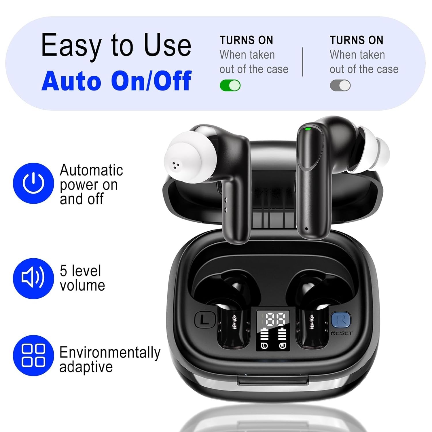 Bluetooth Rechargeable OTC Hearing Aids for Seniors 16 Channel Noise Canceling