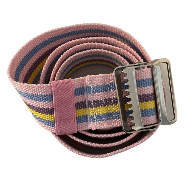 Medical Cotton Gait Belt with Metal Buckle Model Pink Striped Pattern 60″