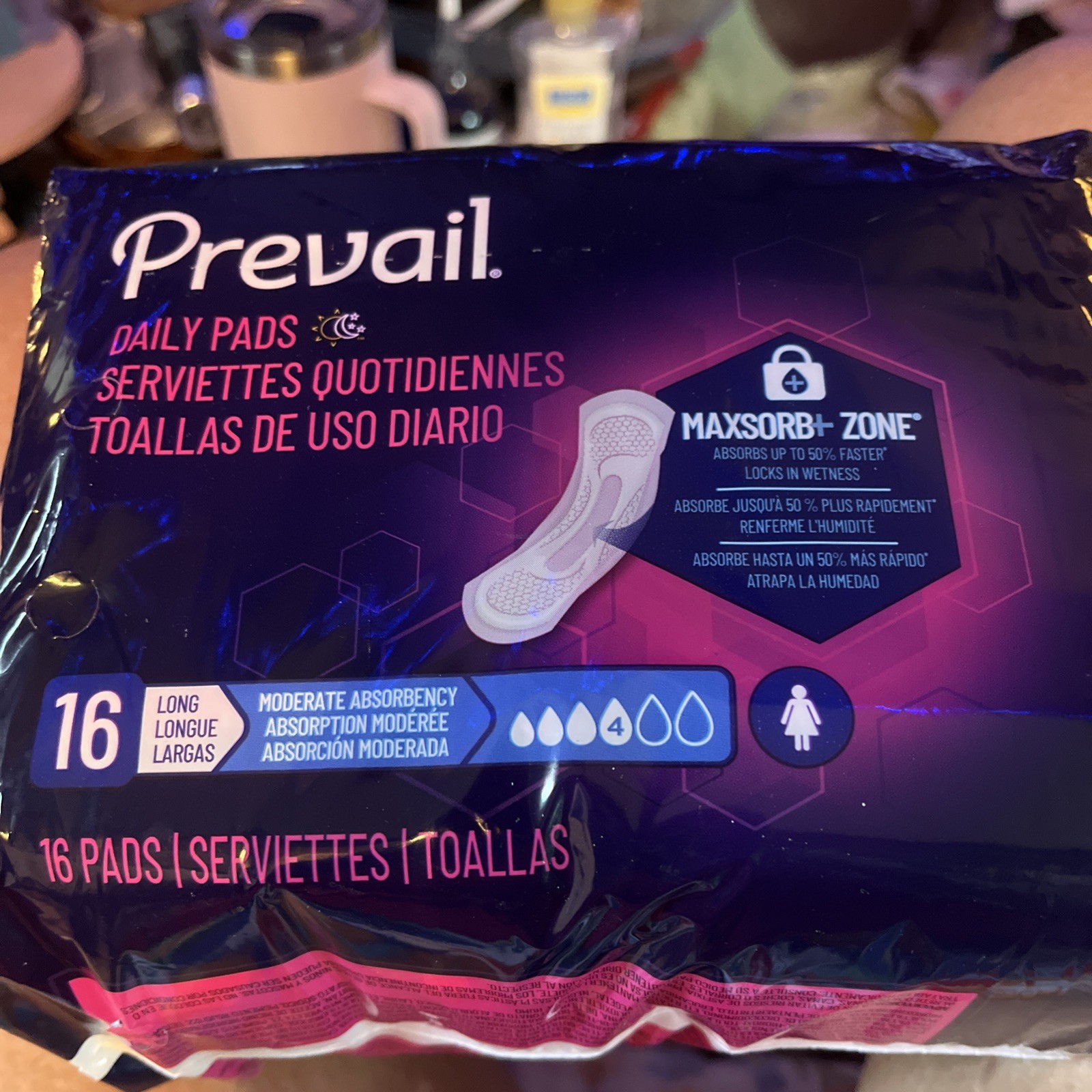 Prevail Daily Pads for Bladder Leaks, Incontinence, 16 Count Each Sz L