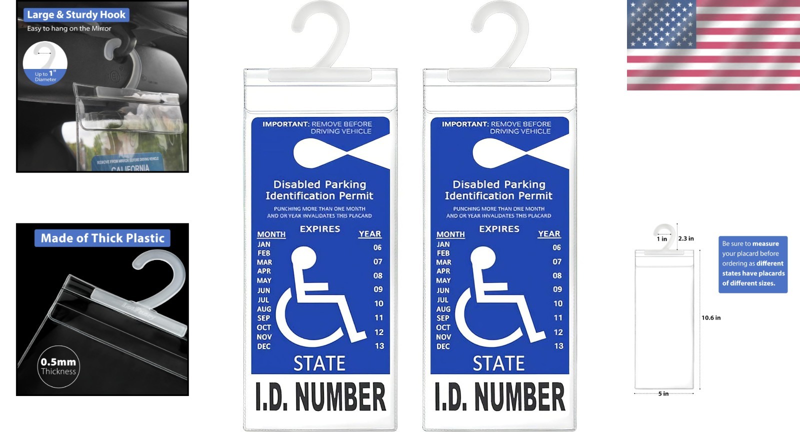 Handicap Parking Permit Cover 2Pcs Sturdy Plastic Sleeve for Vehicle Display