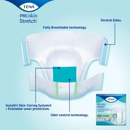 Unisex Adult Incontinence Brief TENA ProSkin Stretch™ Super 3X-Large Disposable