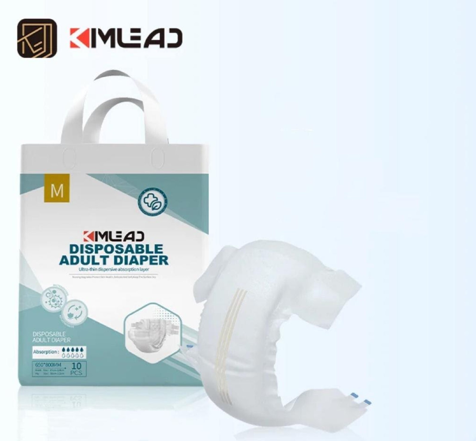 10 Disposable Adult Incontinence Diaper-Maximum Absorbency, Wetness Indicator.