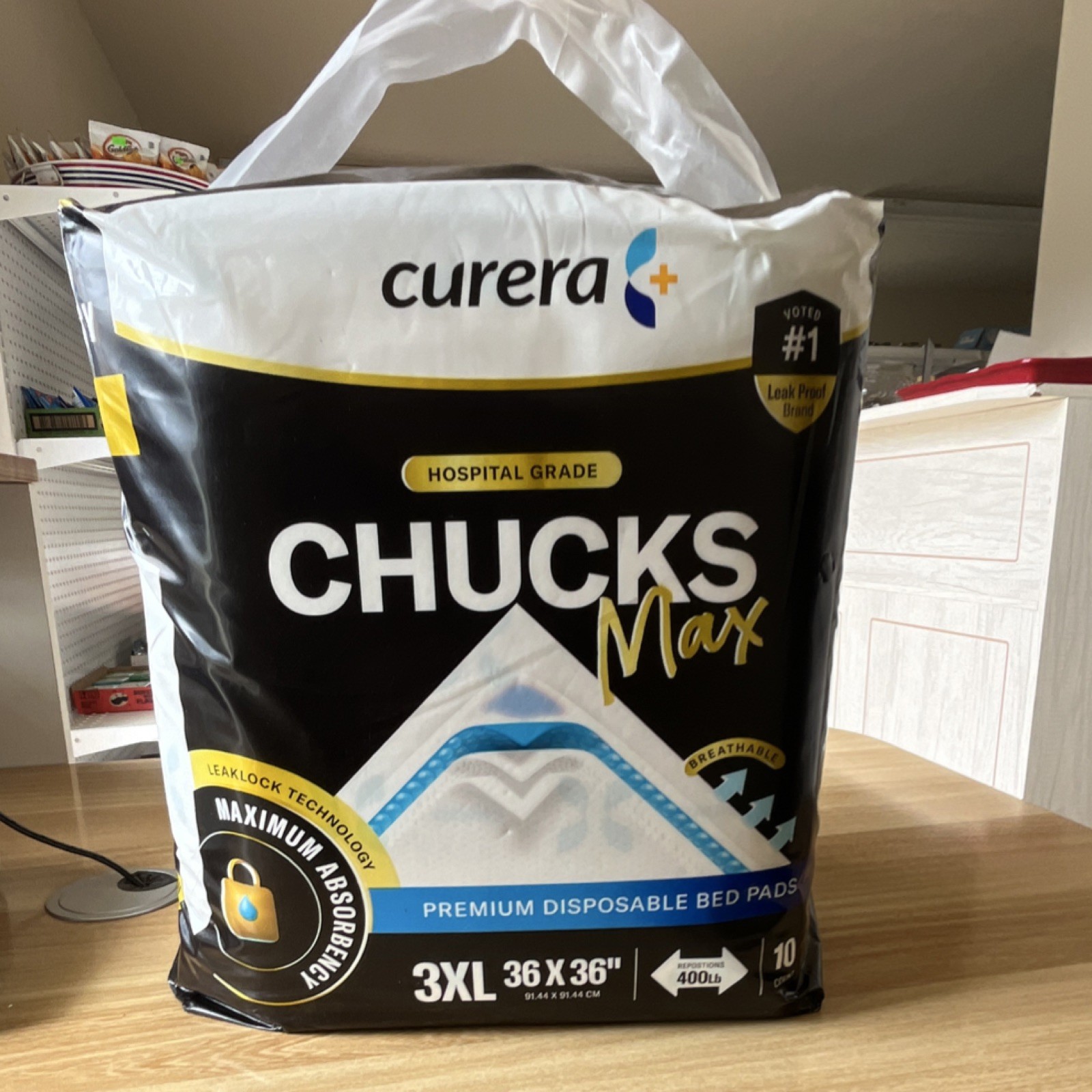 Curera Chucks Max Maximum Absorbency Bed Pads 3XL 36×36 Leaklock 10 Pack