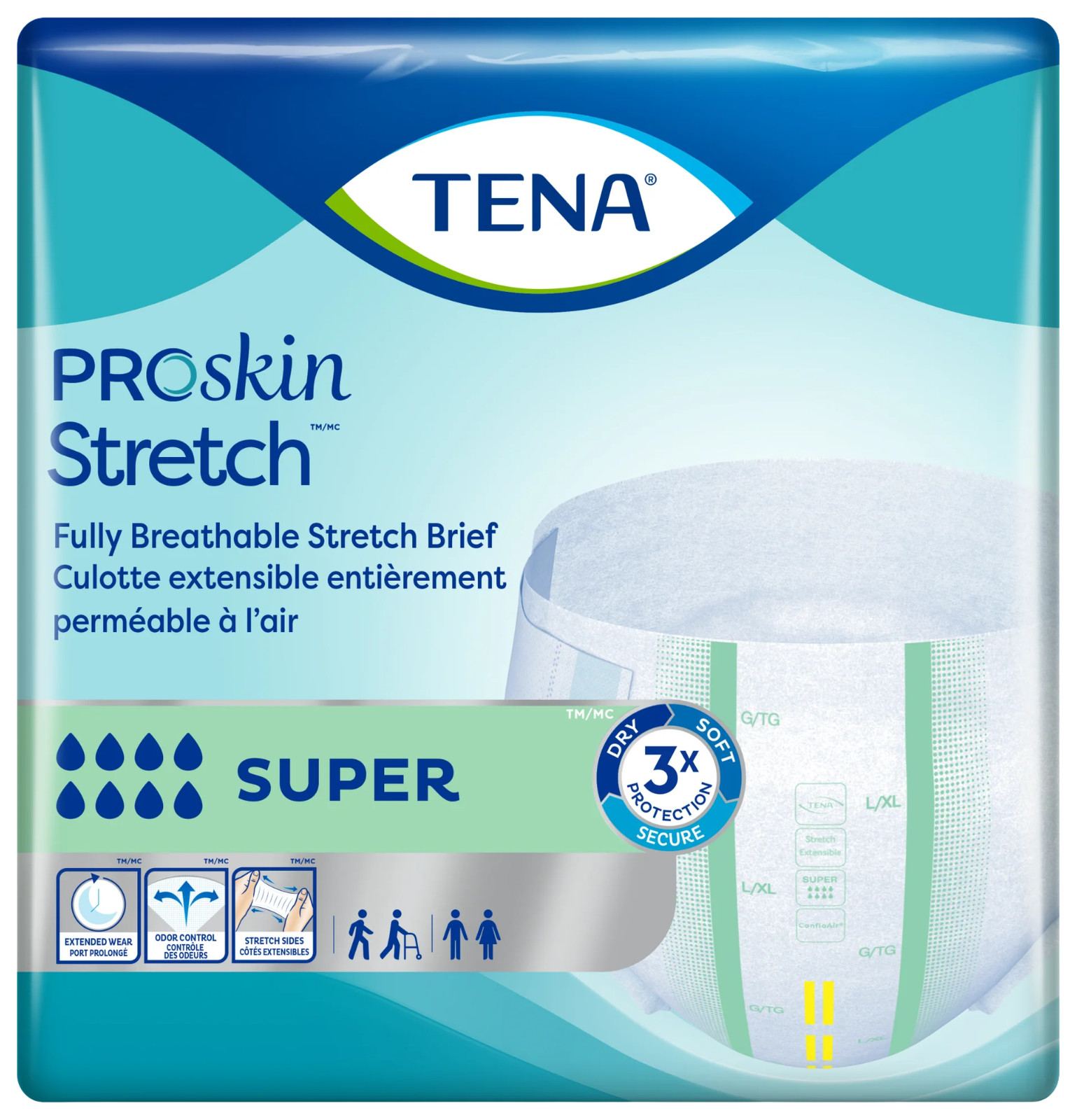 TENA ProSkin Super Stretch Briefs 3XL 69″ – 96 1 pack (8 count)