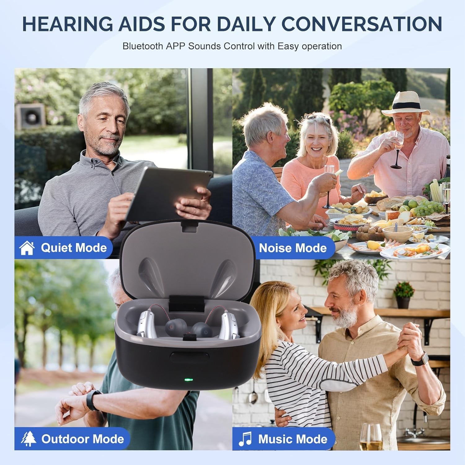HighPower Bluetooth Rechargeable Hearing Aids For Seniors For Severe HearingLoss
