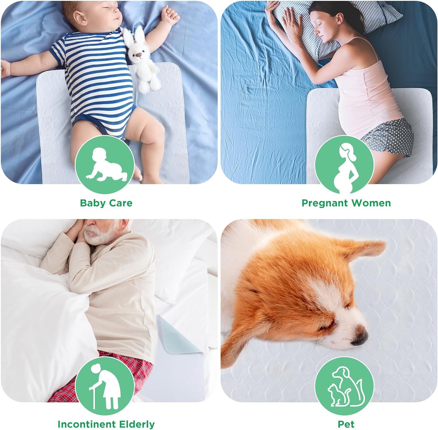 New Reusable Bed Wetting Incontinence Pads DailyLiving Aids Kid Elderly Pet