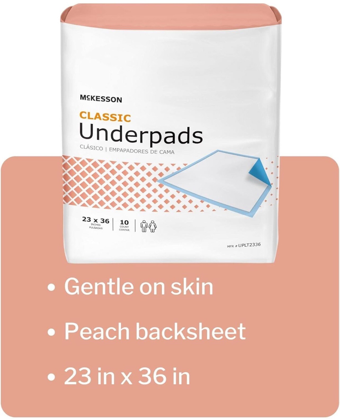 10 McKesson Disposable Adult Bed, Urinary Incontinence Underpads 23×36 in