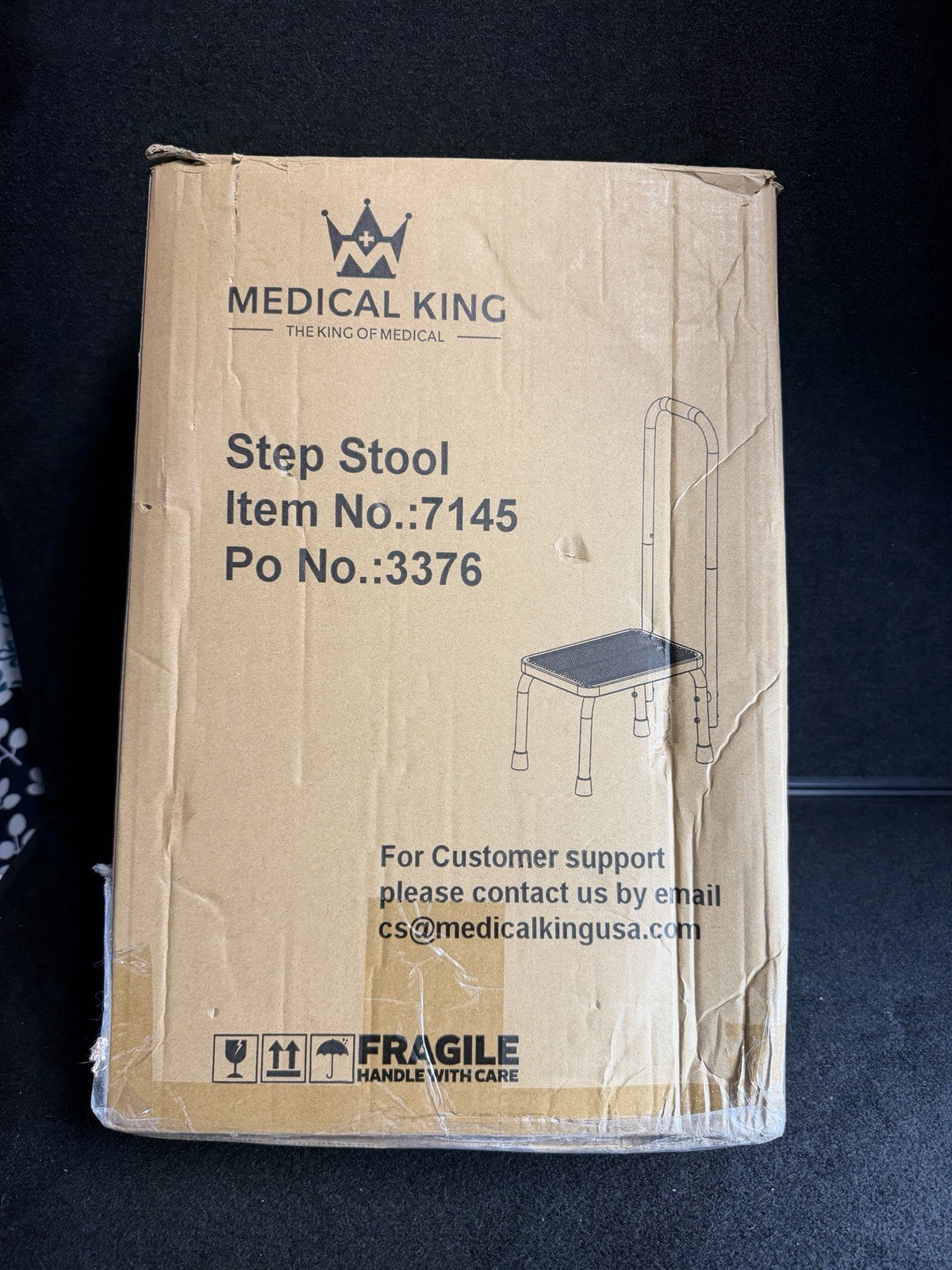 King 7145 Step Stool w/tall Handle Adults for Elderly for Bed chrome New Conditi