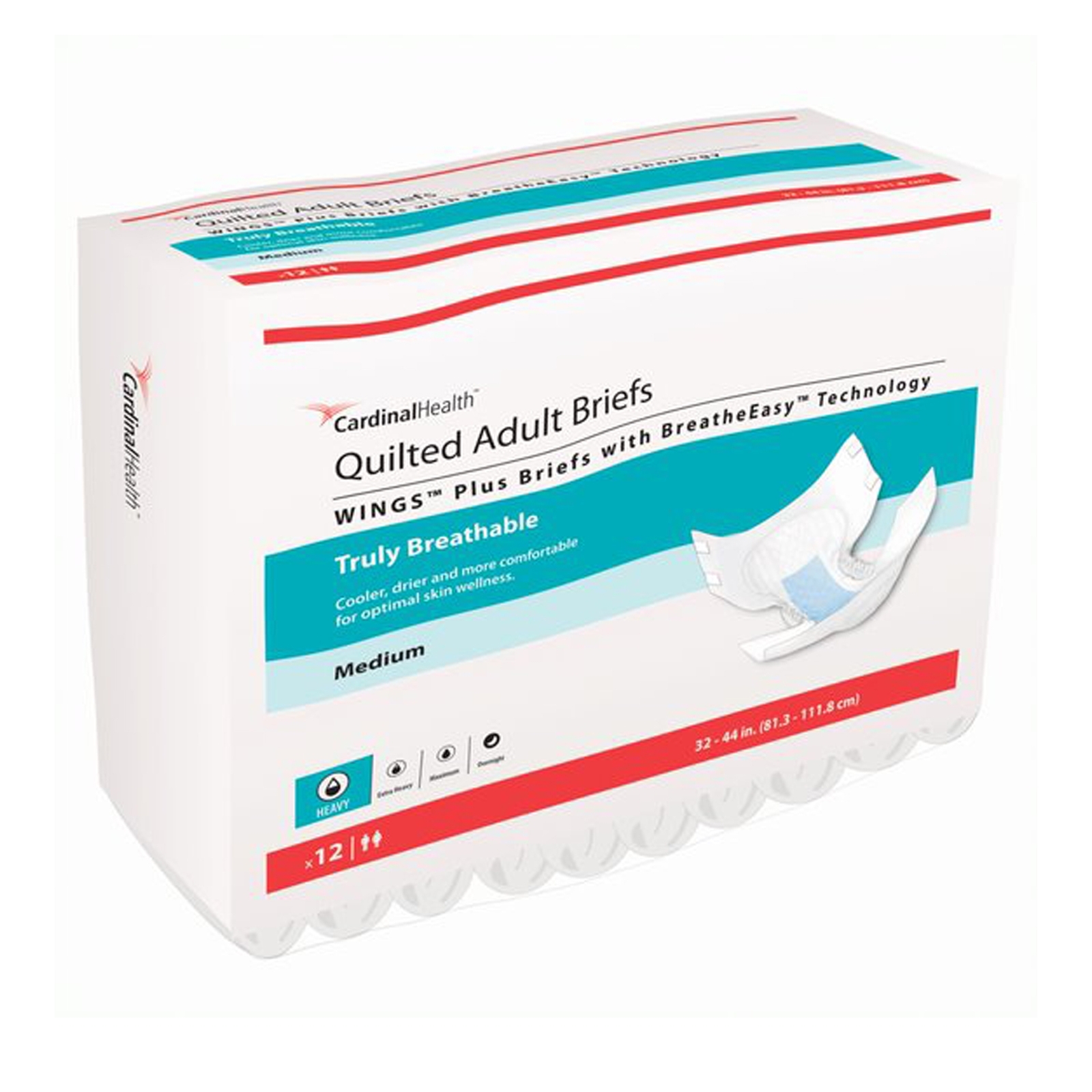 Wings Quilted Plus with BreatheEasy Technology Incontinence Brief M 66133 12 Ct