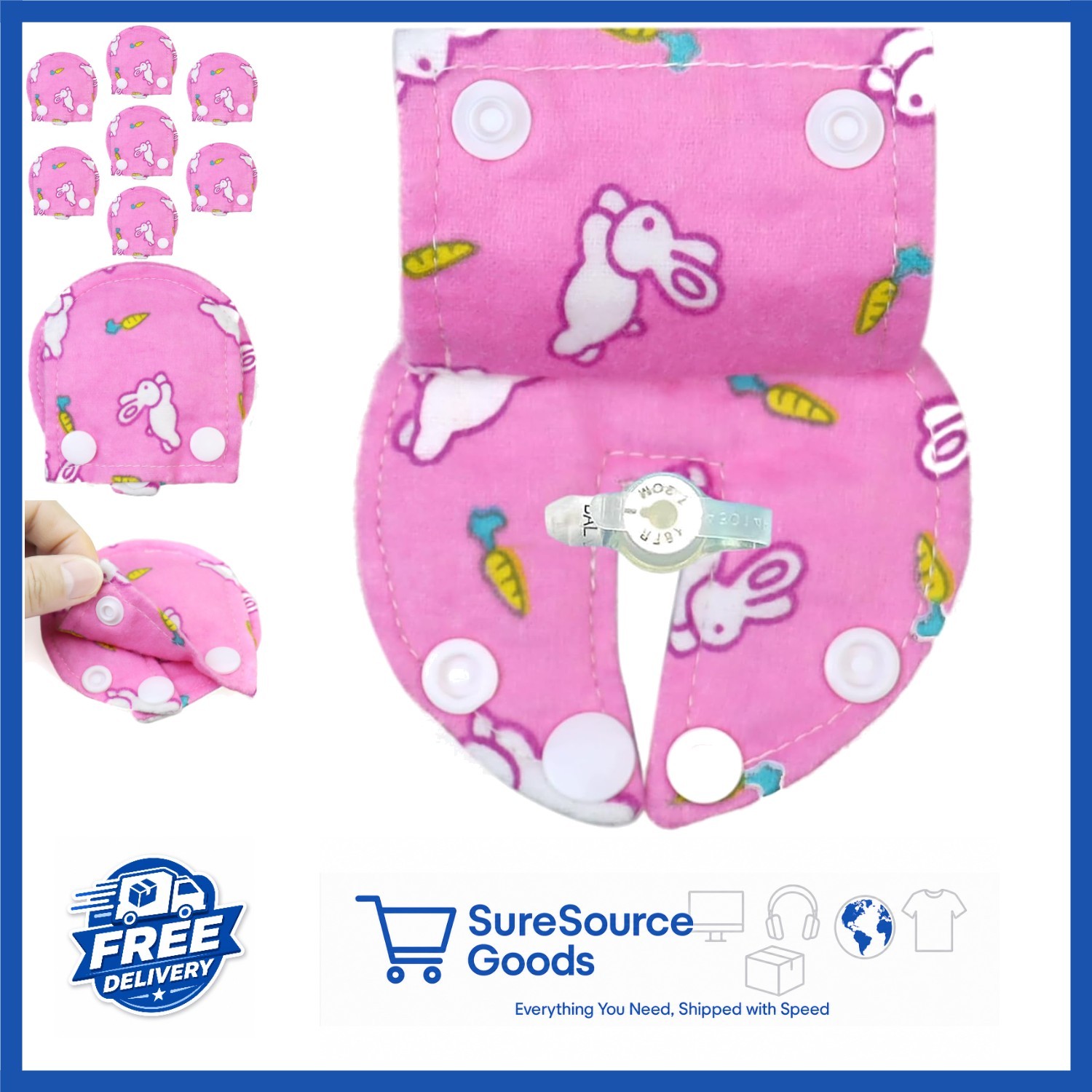 G Tube Pads with Cover 7 Pack Pink Soft Absorbent Reusable Feeding Tube Pads