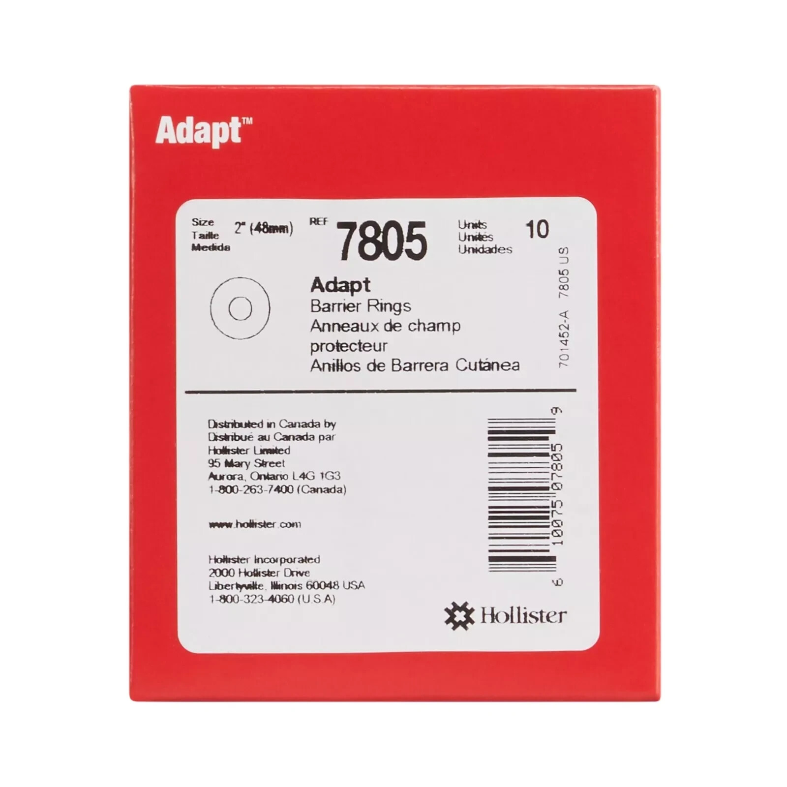 10 Count ~ 7805 Hollister Adapt SoftFlex Skin Barrier Ring 2 Inch Diameter