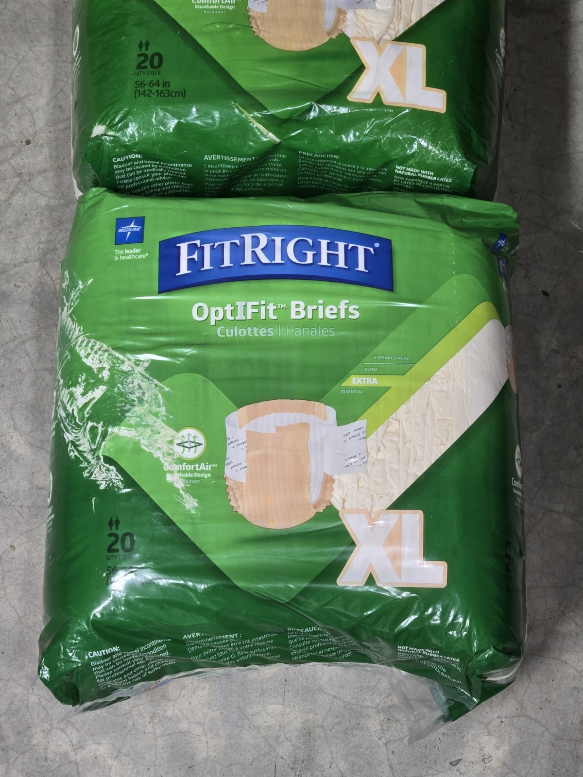FitRight Two 20-Packs OptIFit Briefs Unisex Size FITPLUS XL, by Medline