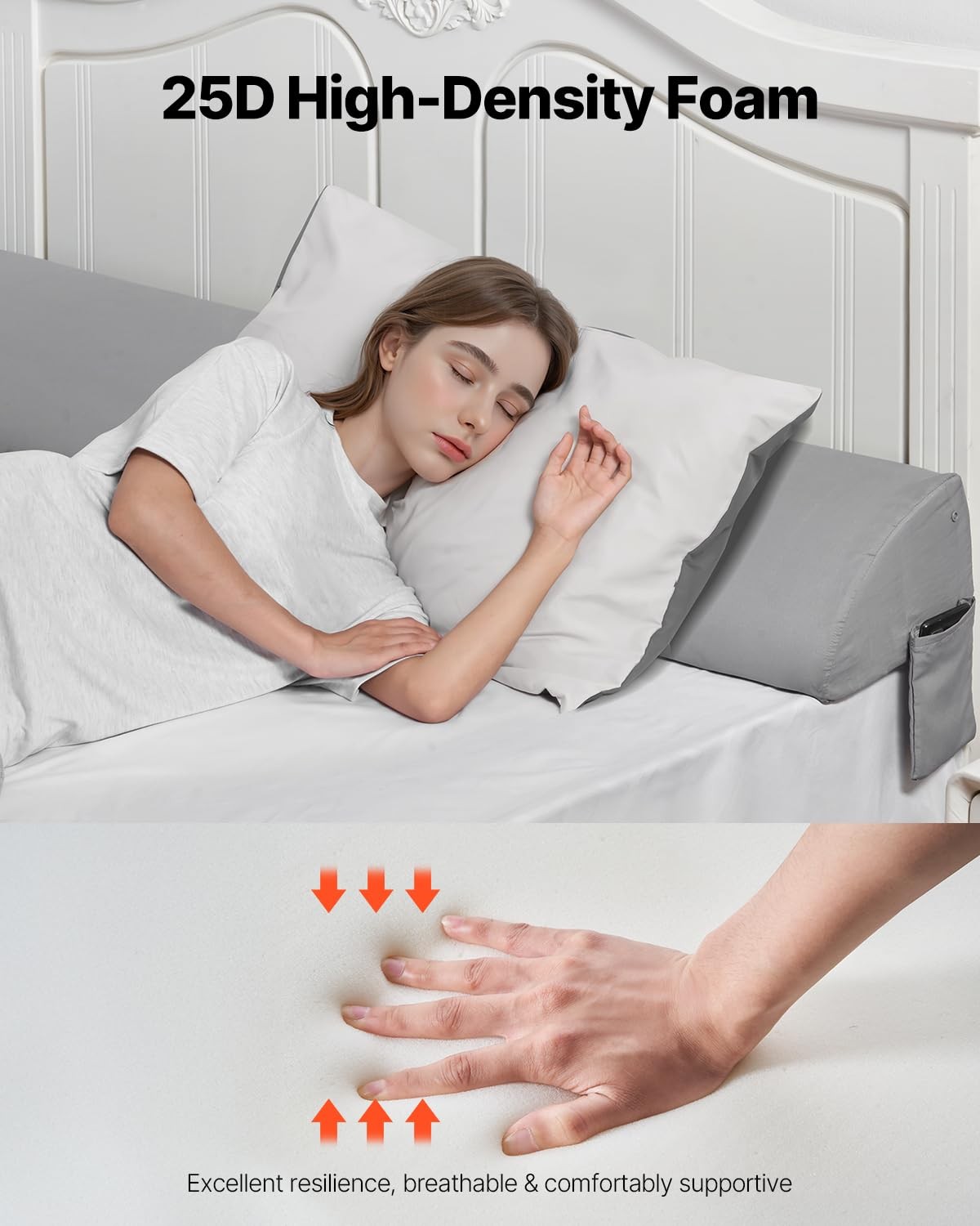 Vevor Bed Wedge Pillow For Headboard King Size 72X10X6 Bed Gap Filler Fill 0-7