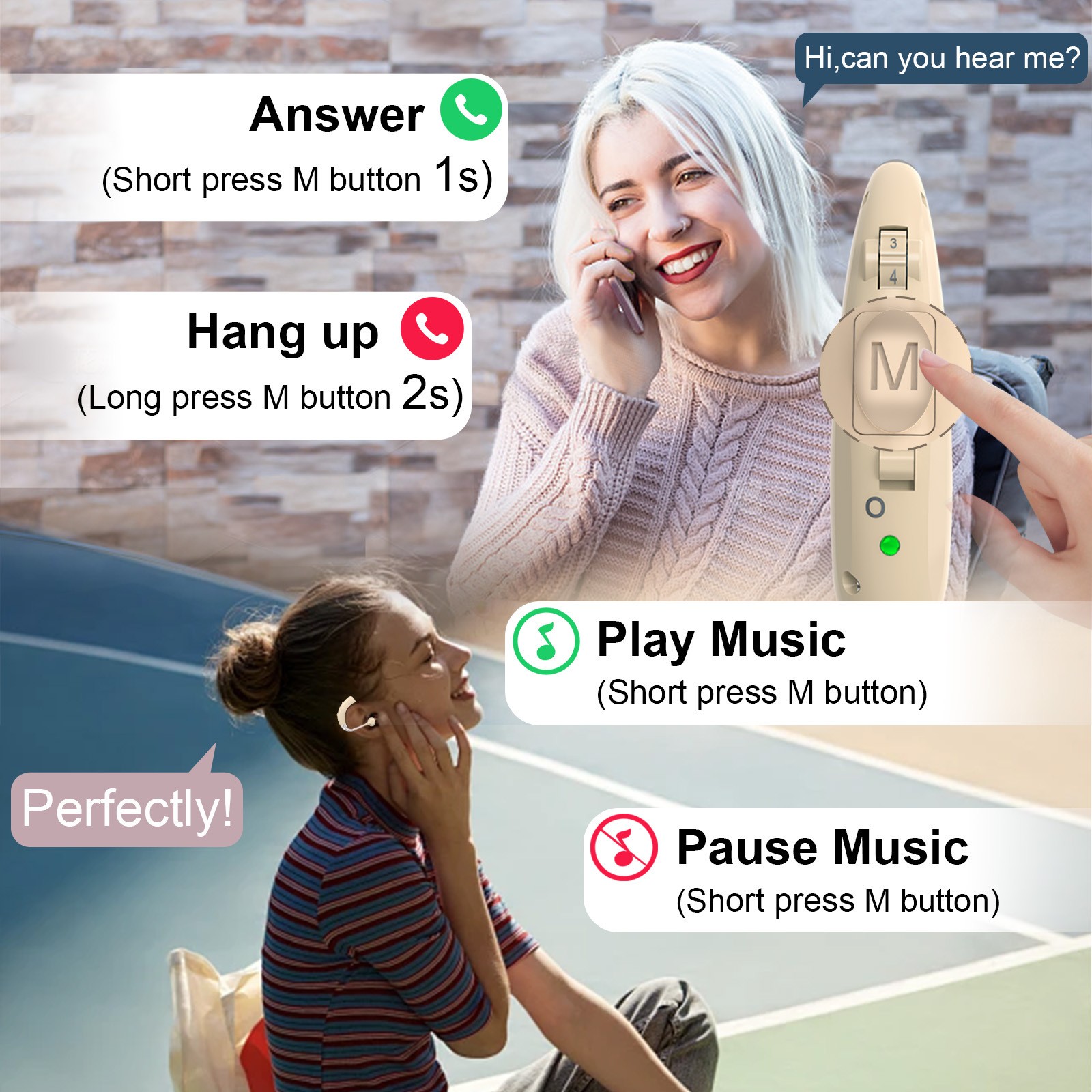 1 Pc / 1 Pair Bluetooth Rechargeable Digital Hearing Aids Sound Voice Amplifier
