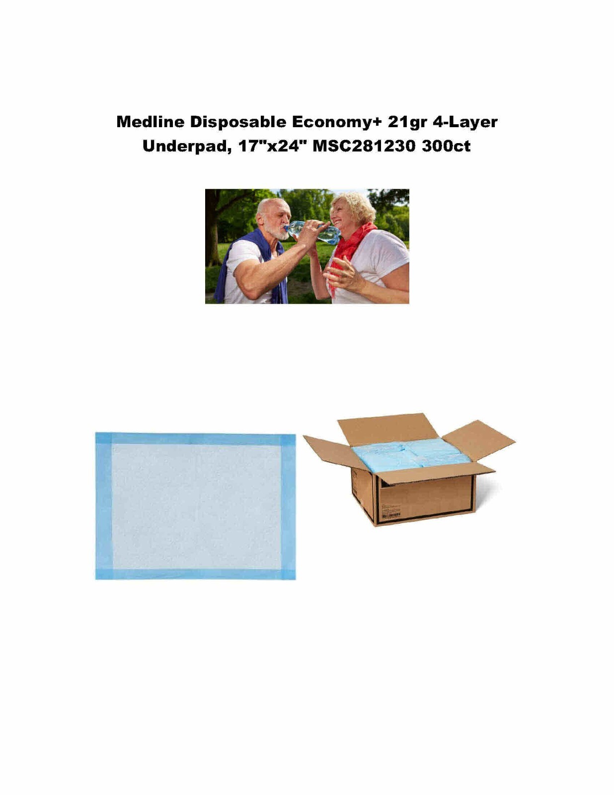 300ct Medline EXTRA ABSORB Economy Plus 4-Layer Underpad, 17″x24 MSC281230 CHEAP
