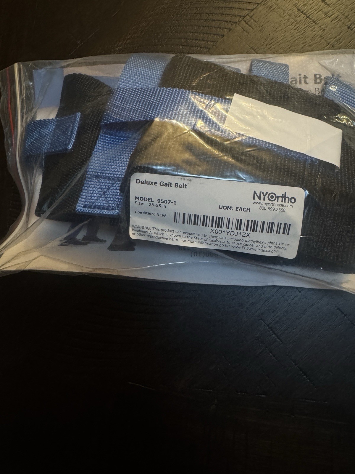 NYOrtho Deluxe Gait Belt 9507 Transfer Belt Quick Release 6 Handles 28-55